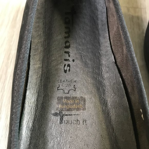 Tamaris Black Genuine Leather Flats with Touch Fit Comfort insole sz 40/9-9.5 - Picture 8 of 9